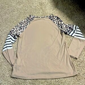 Womens Leopard Color Block Long Sleeve Tunic size s